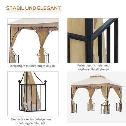 Pavilion Garden Gazebo Party Tent Garden Tent Marquee Double Roof 3x3m