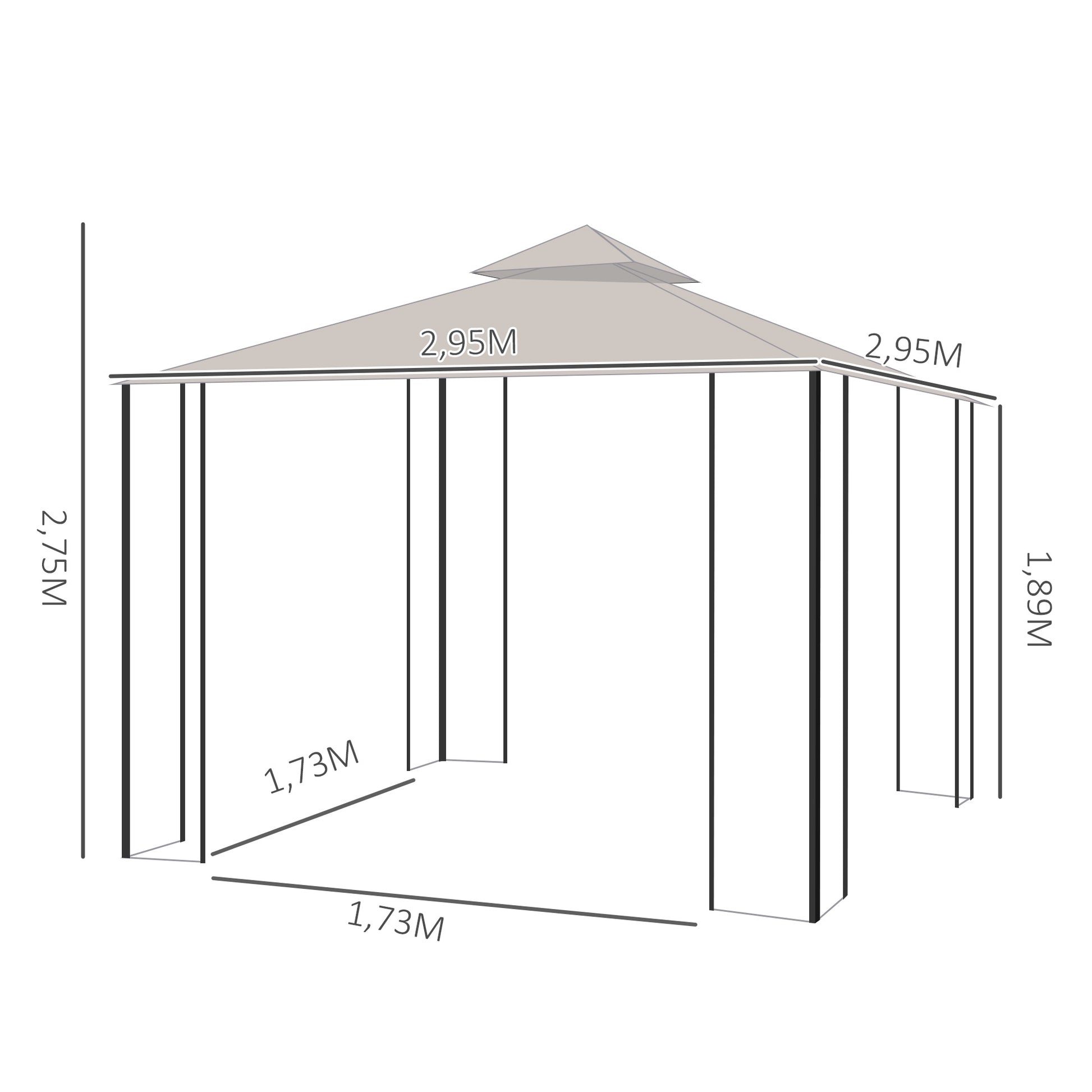 Pavilion Garden Gazebo Party Tent Garden Tent Marquee Double Roof 3x3m