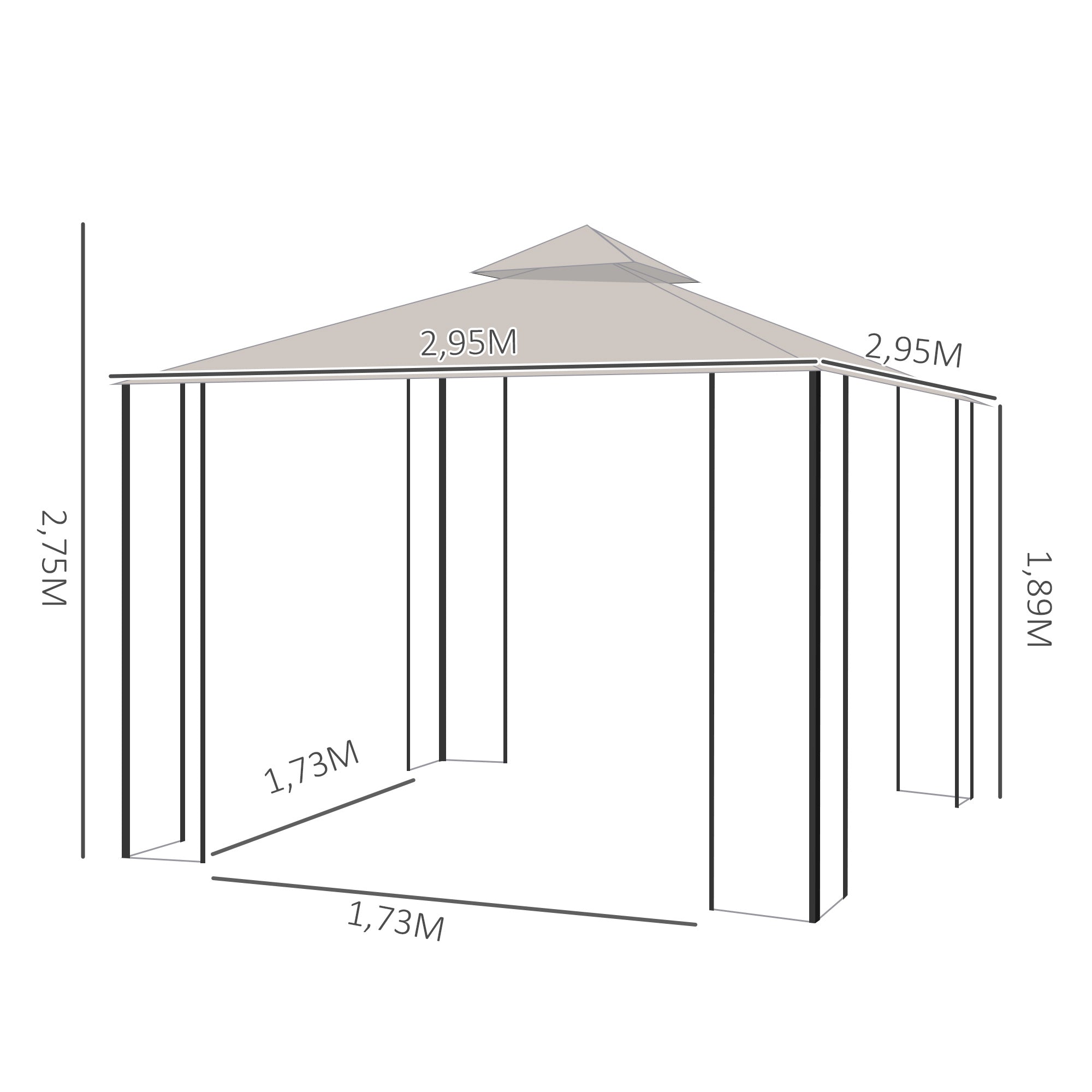 Pavilion Garden Gazebo Party Tent Garden Tent Marquee Double Roof 3x3m