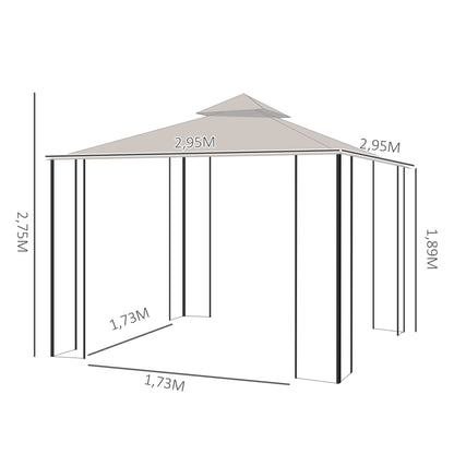 Pavilion Garden Gazebo Party Tent Garden Tent Marquee Double Roof 3x3m
