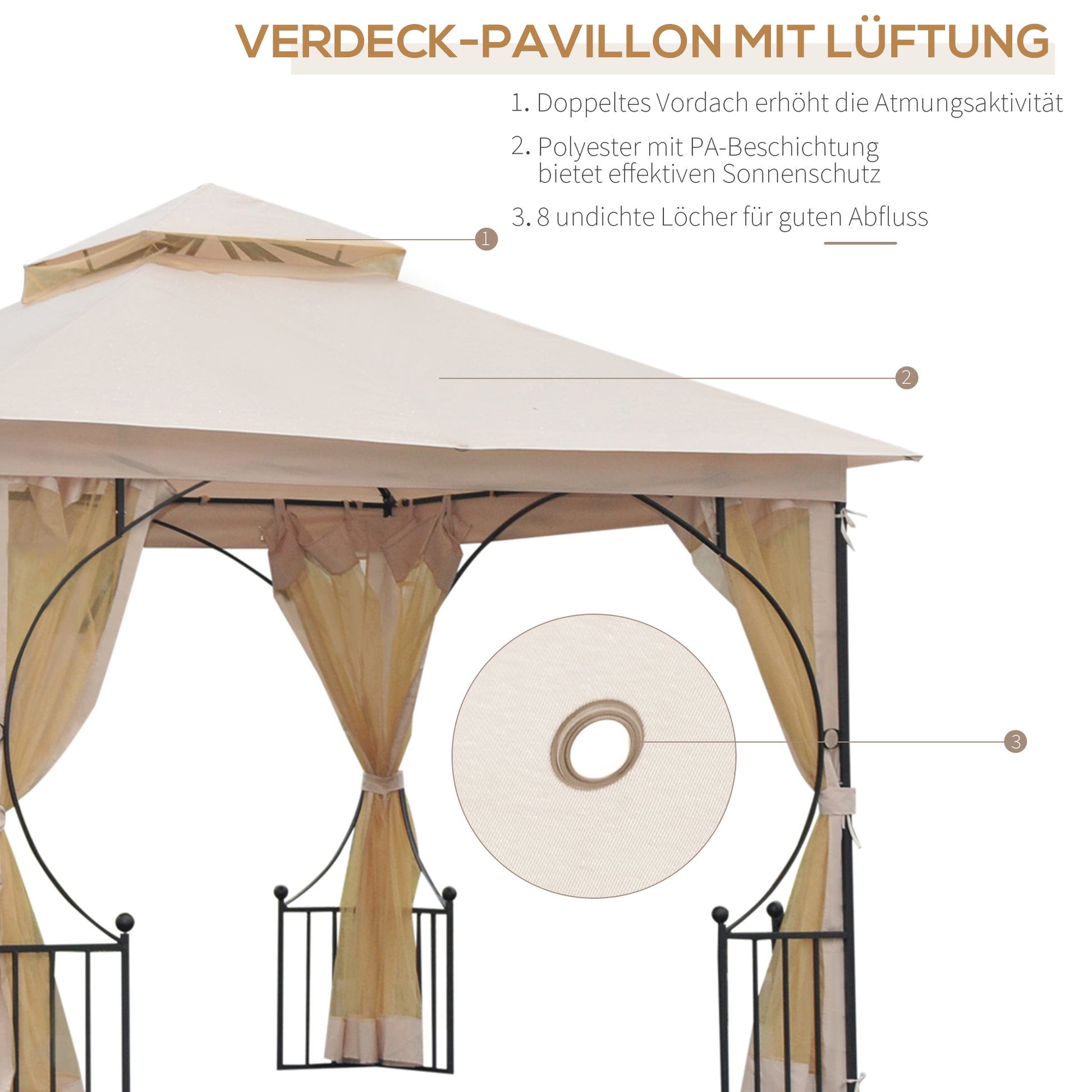 Pavilion Garden Gazebo Party Tent Garden Tent Marquee Double Roof 3x3m