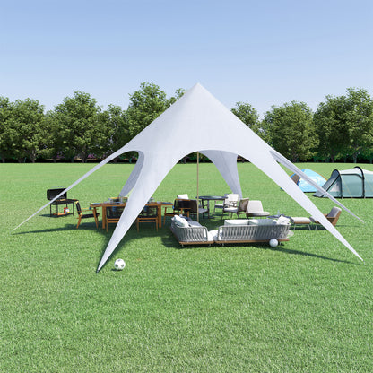 XXL Garden Star Tent Rainproof Tarpaulin Shade Sail Camping Canvas 10 x 10 x 4 m High-Density 210D Waterproof Light Blue Polyester