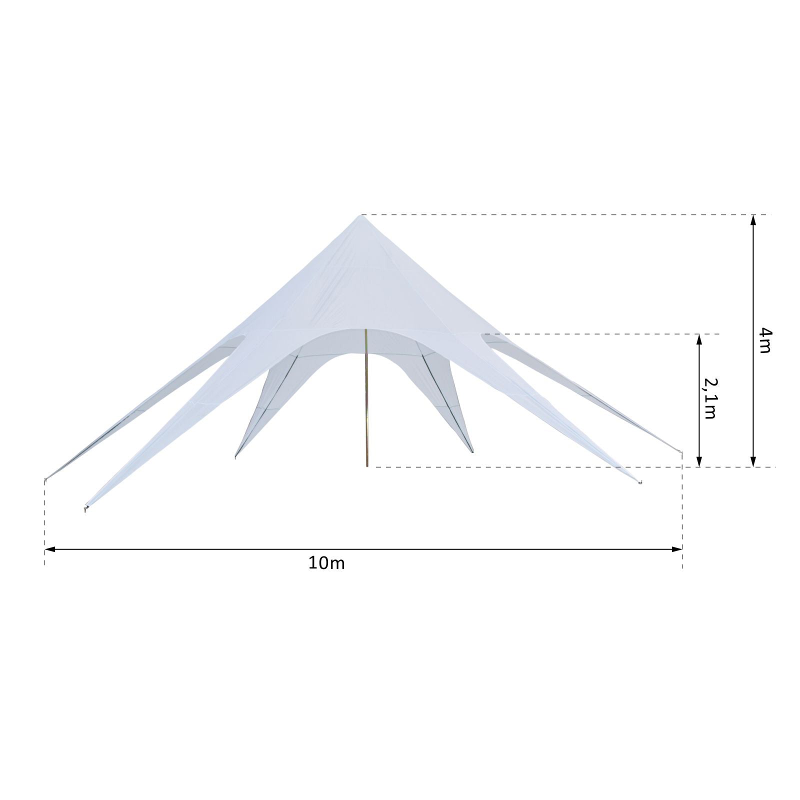 XXL Garden Star Tent Rainproof Tarpaulin Shade Sail Camping Canvas 10 x 10 x 4 m High-Density 210D Waterproof Light Blue Polyester