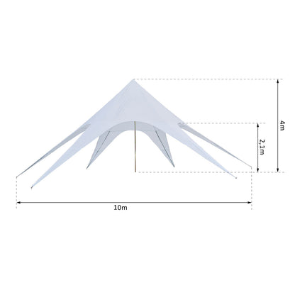XXL Garden Star Tent Rainproof Tarpaulin Shade Sail Camping Canvas 10 x 10 x 4 m High-Density 210D Waterproof Light Blue Polyester