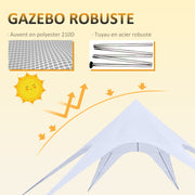 XXL Garden Star Tent Rainproof Tarpaulin Shade Sail Camping Canvas 10 x 10 x 4 m High-Density 210D Waterproof Light Blue Polyester