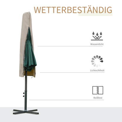 Umbrella Cover Weatherproof Windproof Drawstring Closure Easy Clean Outdoor for Cantilever Umbrella Ø60 x 160 cm Khaki