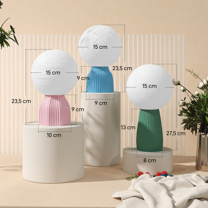 Set of 3 3D Nightstand Lamps Table Lamps with 3 Colors Adjustable Brightness in 10 Levels USB Connection for Home Office Bedroom White