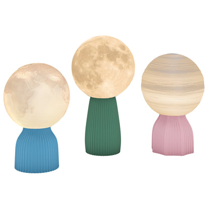 Set of 3 3D Nightstand Lamps Table Lamps with 3 Colors Adjustable Brightness in 10 Levels USB Connection for Home Office Bedroom White