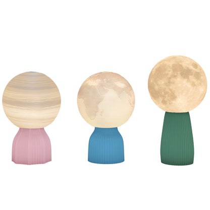 Set of 3 3D Nightstand Lamps Table Lamps with 3 Colors Adjustable Brightness in 10 Levels USB Connection for Home Office Bedroom White