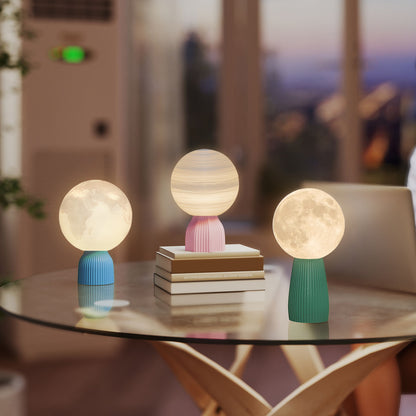 Set of 3 3D Nightstand Lamps Table Lamps with 3 Colors Adjustable Brightness in 10 Levels USB Connection for Home Office Bedroom White