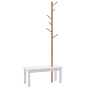 Tree-Shaped Coat Rack with Bench Modern 6 Hooks for Hanging Clothes Bag Hallway Entrance Bamboo and MDF 80x30x180cm