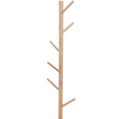 Tree-Shaped Coat Rack with Bench Modern 6 Hooks for Hanging Clothes Bag Hallway Entrance Bamboo and MDF 80x30x180cm