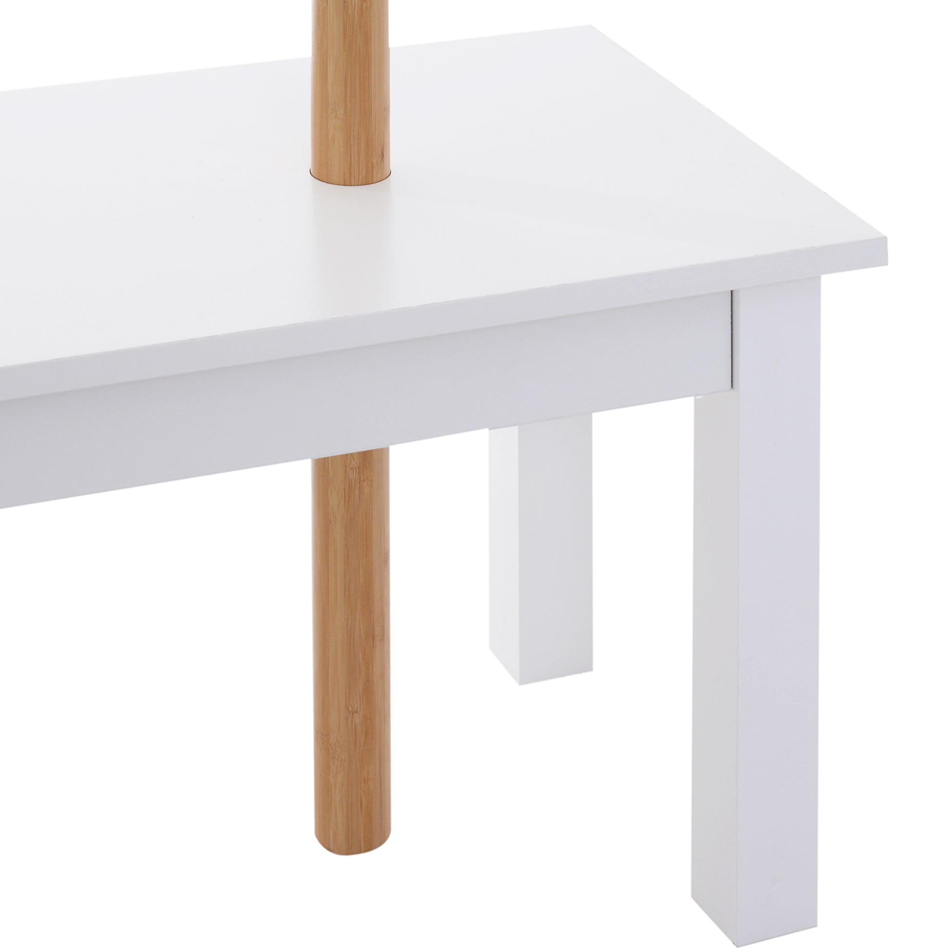 Tree-Shaped Coat Rack with Bench Modern 6 Hooks for Hanging Clothes Bag Hallway Entrance Bamboo and MDF 80x30x180cm