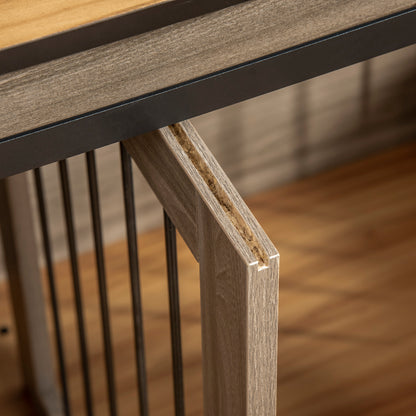 Dog Crate Furniture with Two-Room Option, 2 Doors Modern Metal Dog Crate for Indoor Home, Indoor Dog House for Large Dogs up to 30 kg, 120 x 60 x 88.5 cm Oak