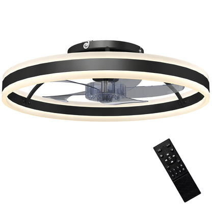 45W LED Ceiling Fan with Light, Reversible DC Motor, Quiet Remote-Controlled, 6 Speeds, 3 Color Temps, Timer, Ø20 in, Black