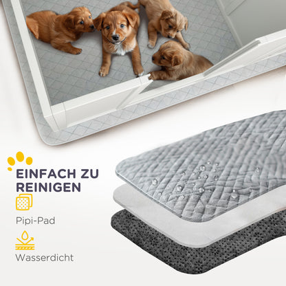 Puppy Whelping Box with Waterproof Bottom Mat, Dog Playpen with Door, Puppy Welping Box, Puppy Playpen for Small to Large Dogs, 160x80x50 cm, White