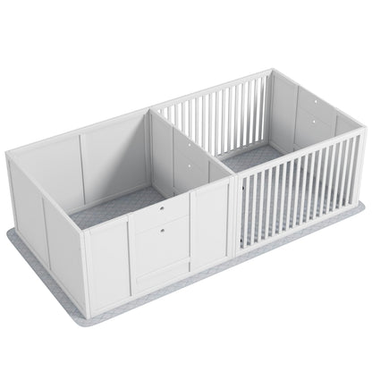 Puppy Whelping Box with Waterproof Bottom Mat, Dog Playpen with Door, Puppy Welping Box, Puppy Playpen for Small to Large Dogs, 160x80x50 cm, White