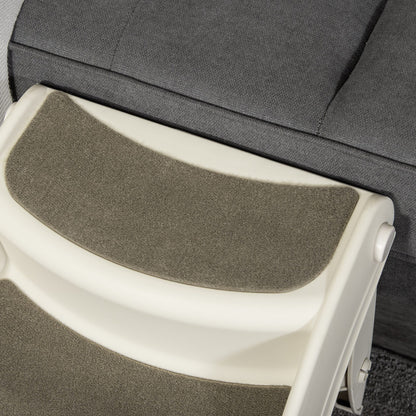 3-Step Foldable Plastic Dog Staircase with Non-Slip Mats for Bed Sofa Load 15 kg 49x38x38 cm Cream