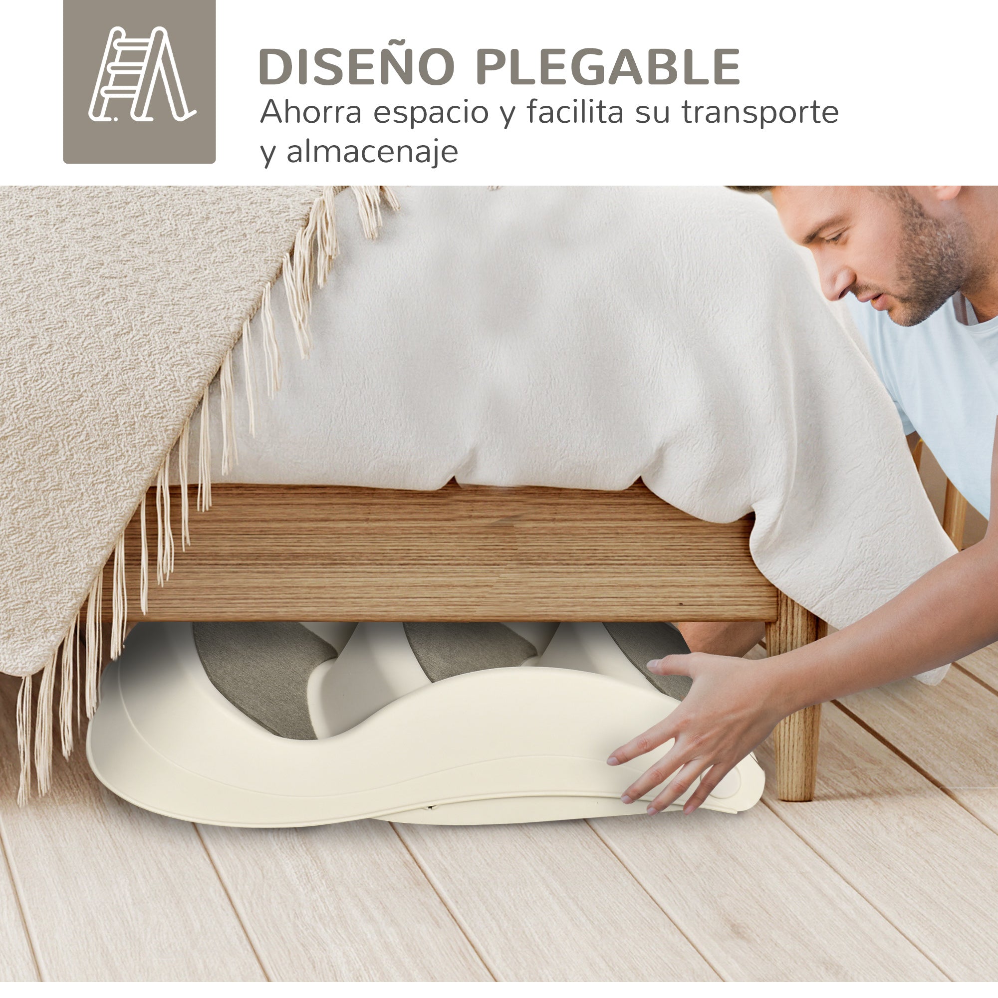 3-Step Foldable Plastic Dog Staircase with Non-Slip Mats for Bed Sofa Load 15 kg 49x38x38 cm Cream
