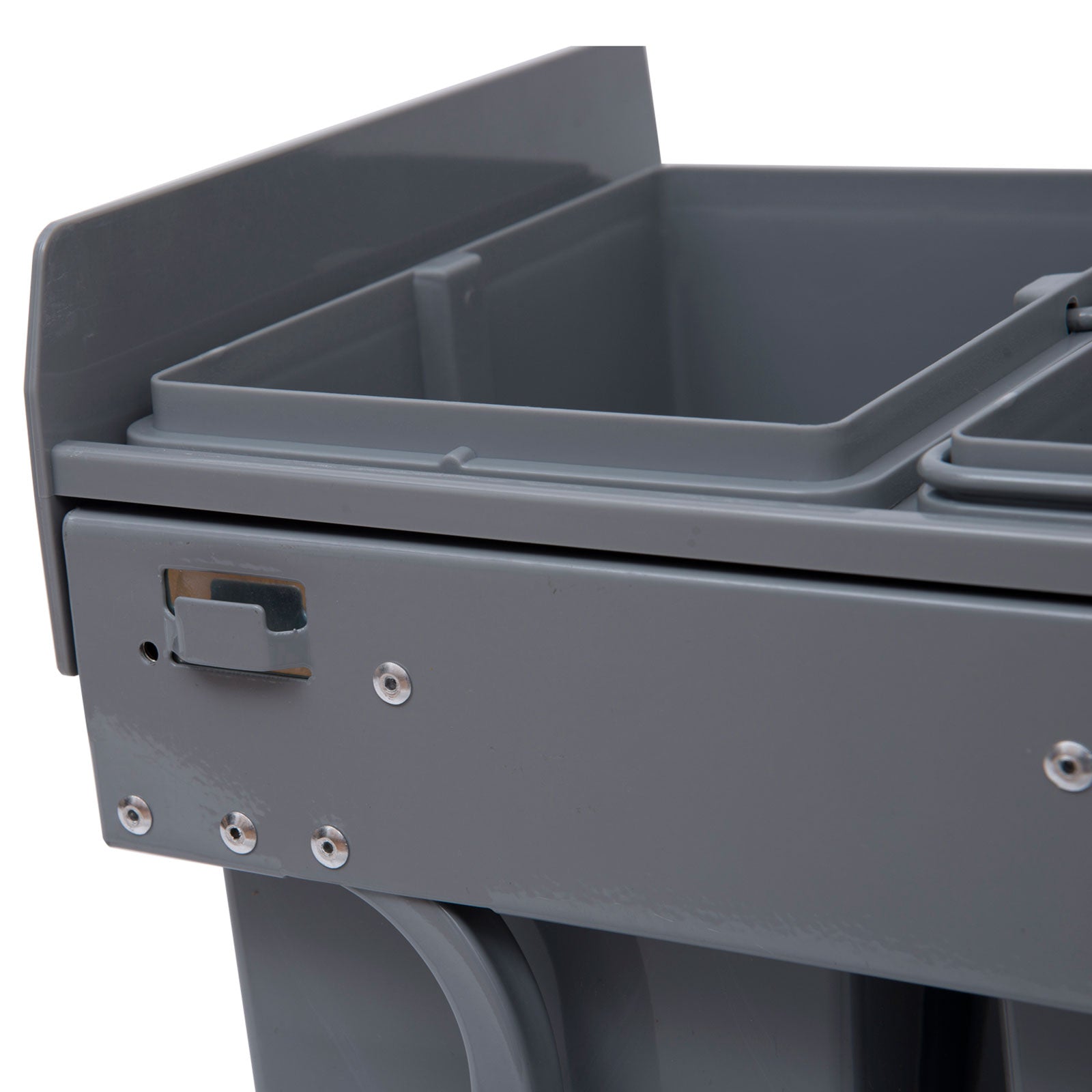 Waste Collector 1 x 20L + 2 x 10L Built-in Trash Can with 3 Compartments Pull-Out Waste Separation System Trash Bin for Installation in Base Cabinet Gray