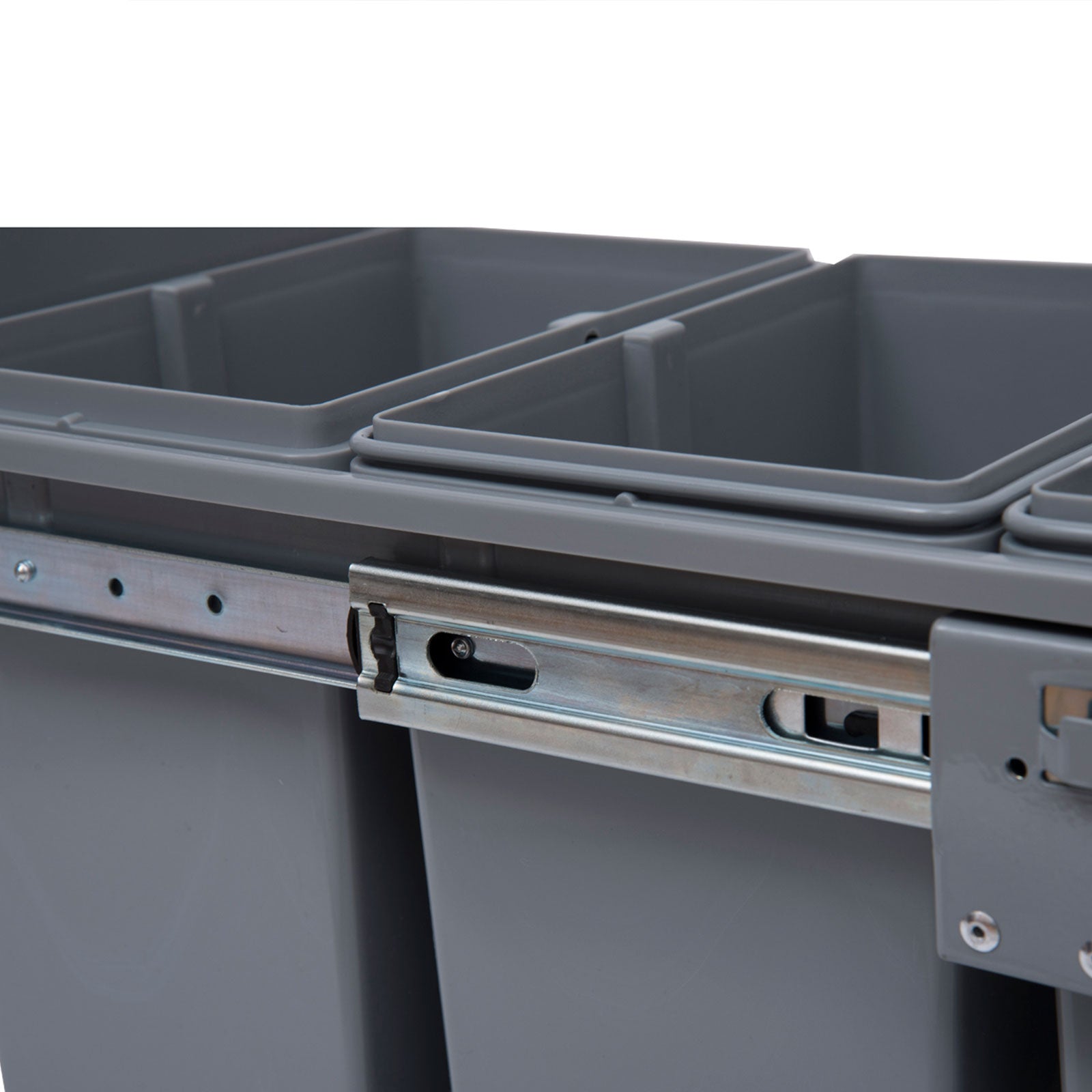 Waste Collector 1 x 20L + 2 x 10L Built-in Trash Can with 3 Compartments Pull-Out Waste Separation System Trash Bin for Installation in Base Cabinet Gray