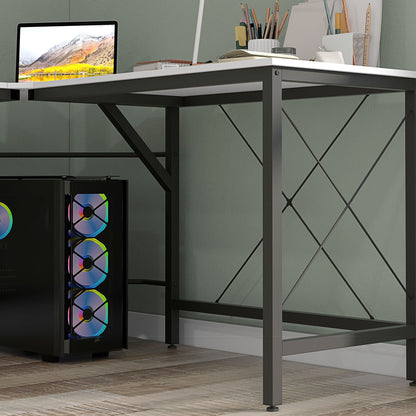 L-Shaped Desk Modern Corner Desk with Steel Frame Supports 70 kg for Office Home Study 150x150x76 cm White