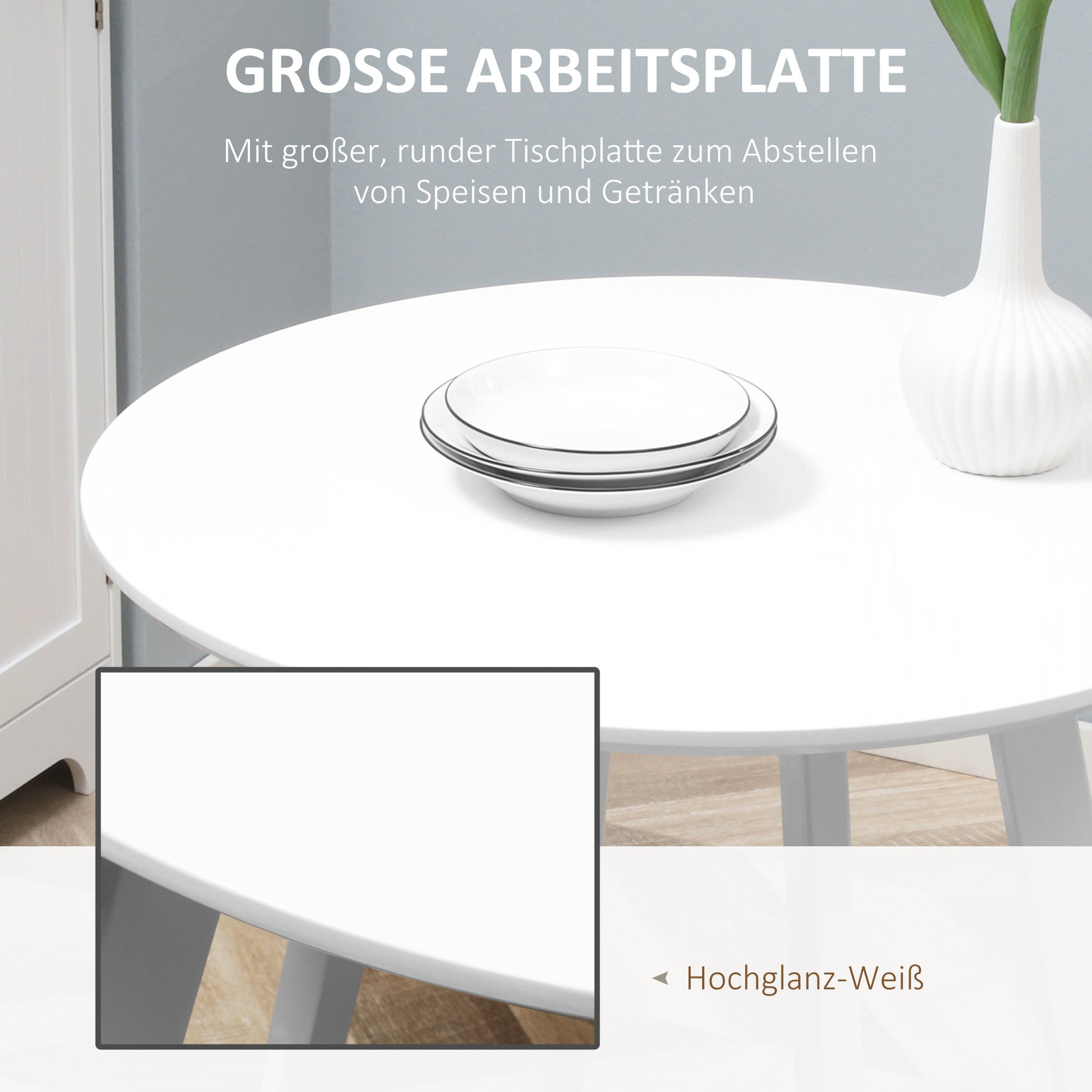 Dining Table 72 x 72 cm Round Kitchen Table for 2 Persons Modern Dining Table with Angled Legs, Table for Kitchen, Dining Room and Living Room White