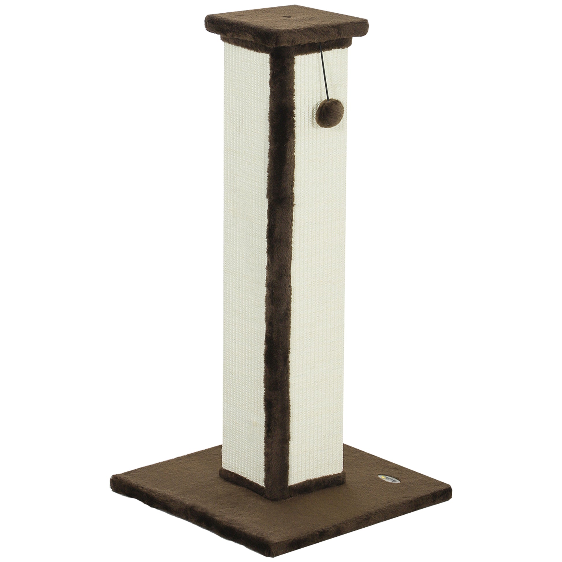 Cat Scratching Post Height 81 cm Cat Scratcher with Sisal Post and Hanging Ball 41x41x81 cm Brown