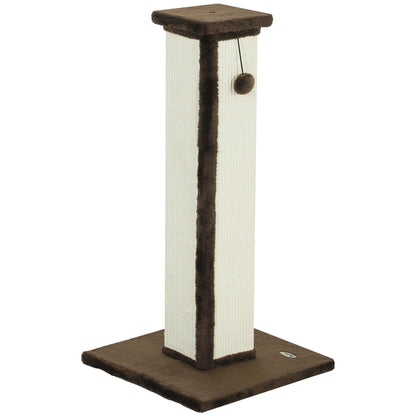 Cat Scratching Post Height 81 cm Cat Scratcher with Sisal Post and Hanging Ball 41x41x81 cm Brown