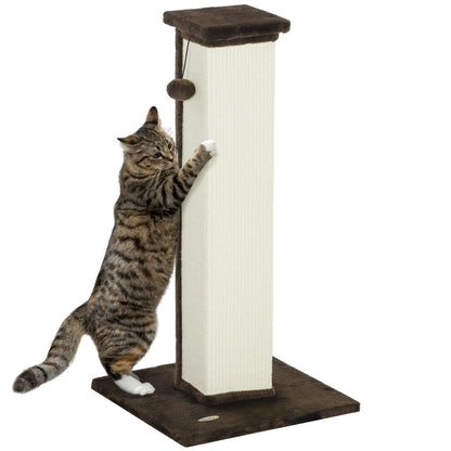 Cat Scratching Post Height 81 cm Cat Scratcher with Sisal Post and Hanging Ball 41x41x81 cm Brown
