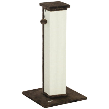 Cat Scratching Post Height 81 cm Cat Scratcher with Sisal Post and Hanging Ball 41x41x81 cm Brown