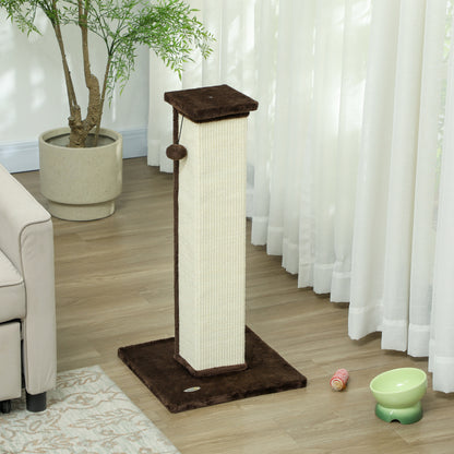 Cat Scratching Post Height 81 cm Cat Scratcher with Sisal Post and Hanging Ball 41x41x81 cm Brown