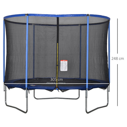 Trampoline with Safety Net Garden Trampoline for Indoor and Outdoor Fitness Trampoline for Kids and Adults Steel Blue+Black up to 113.6 kg Ø305 x 248H cm
