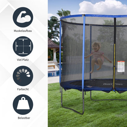 Trampoline with Safety Net Garden Trampoline for Indoor and Outdoor Fitness Trampoline for Kids and Adults Steel Blue+Black up to 113.6 kg Ø305 x 248H cm