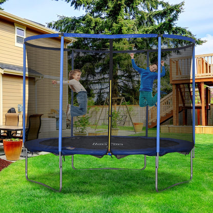 Trampoline with Safety Net Garden Trampoline for Indoor and Outdoor Fitness Trampoline for Kids and Adults Steel Blue+Black up to 113.6 kg Ø305 x 248H cm
