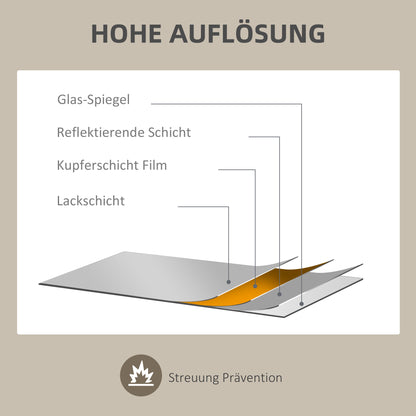 Asymmetric Wall Mirror, 80 x 60 cm Bathroom Mirror with Wooden Frame, Decorative Mirror for Bathroom, Living Room, Hallway, Bedroom, Natural