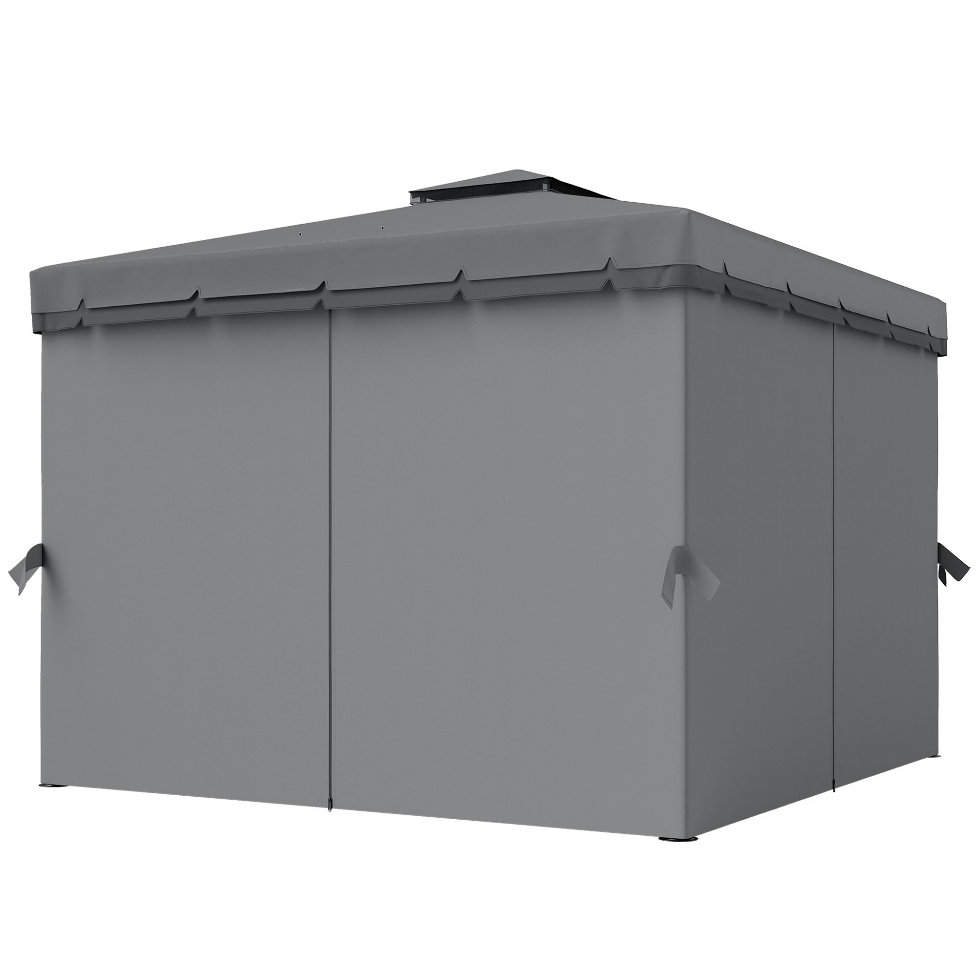 10'x10' Waterproof Garden Gazebo with Double Roof, Zippered Mosquito Nets, Aluminum Frame – Dark Gray