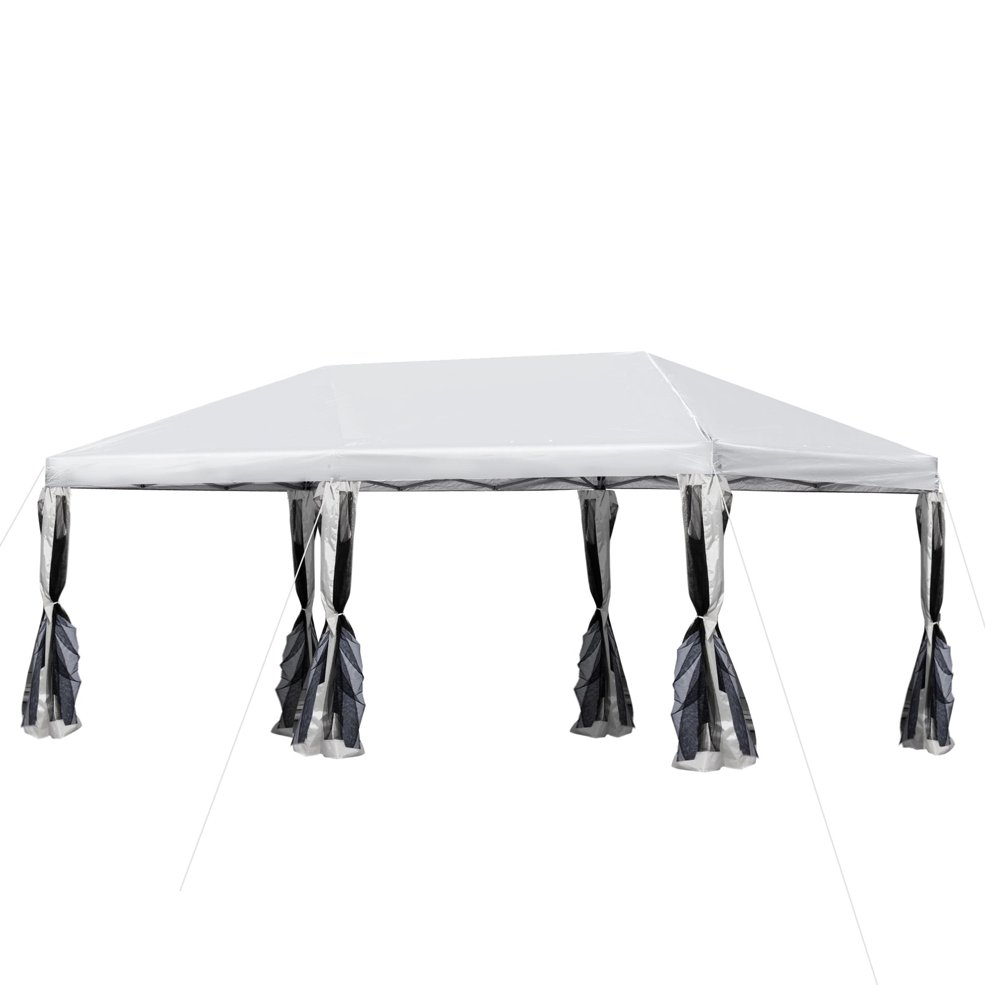 Folding Pavilion Garden Pavillion Pop-Up Pavilion Steel+Oxford+Mesh with Bag Outdoor Cream White 5.9 x 2.95 x 2.5 m