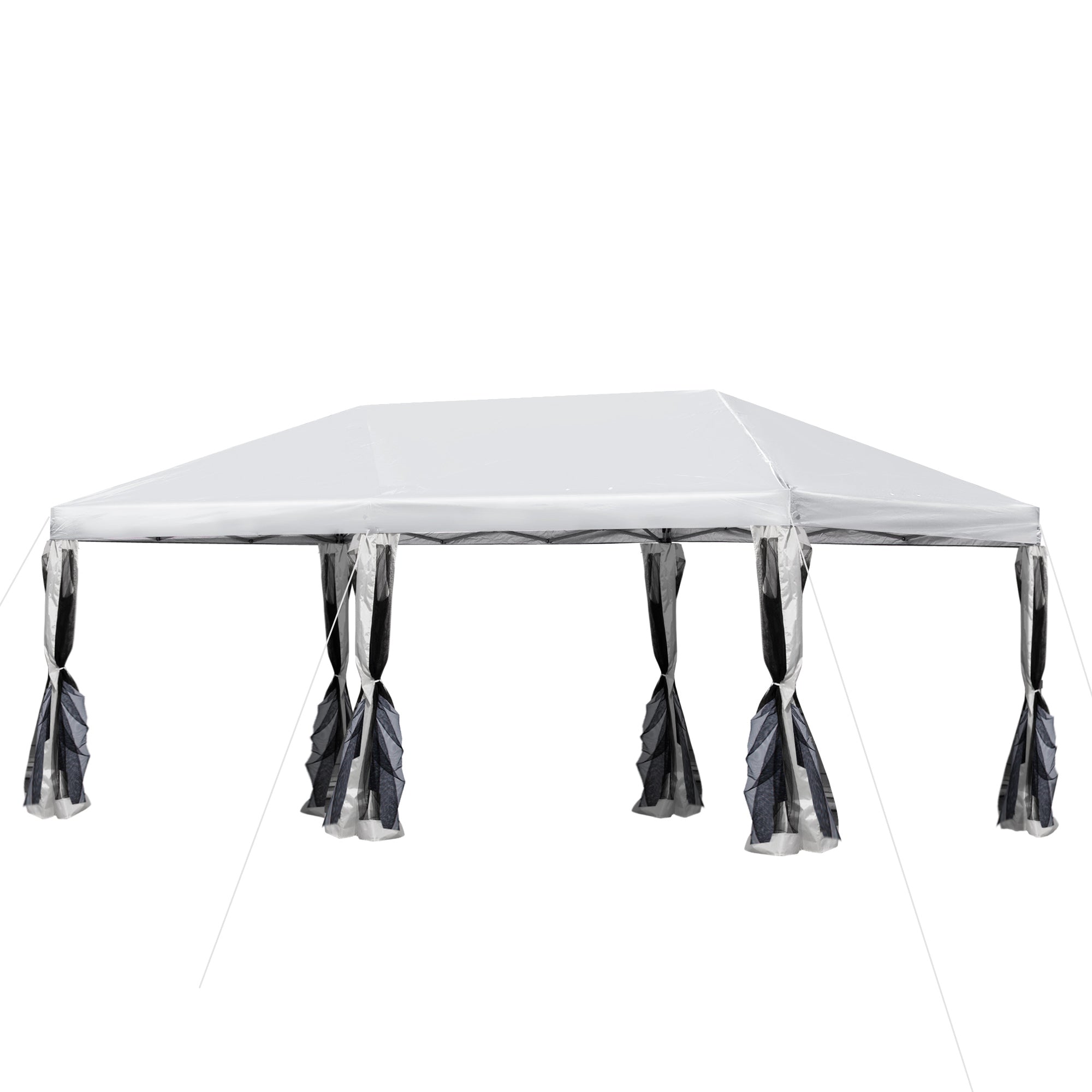 Folding Pavilion Garden Pavillion Pop-Up Pavilion Steel+Oxford+Mesh with Bag Outdoor Cream White 5.9 x 2.95 x 2.5 m