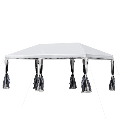 Folding Pavilion Garden Pavillion Pop-Up Pavilion Steel+Oxford+Mesh with Bag Outdoor Cream White 5.9 x 2.95 x 2.5 m