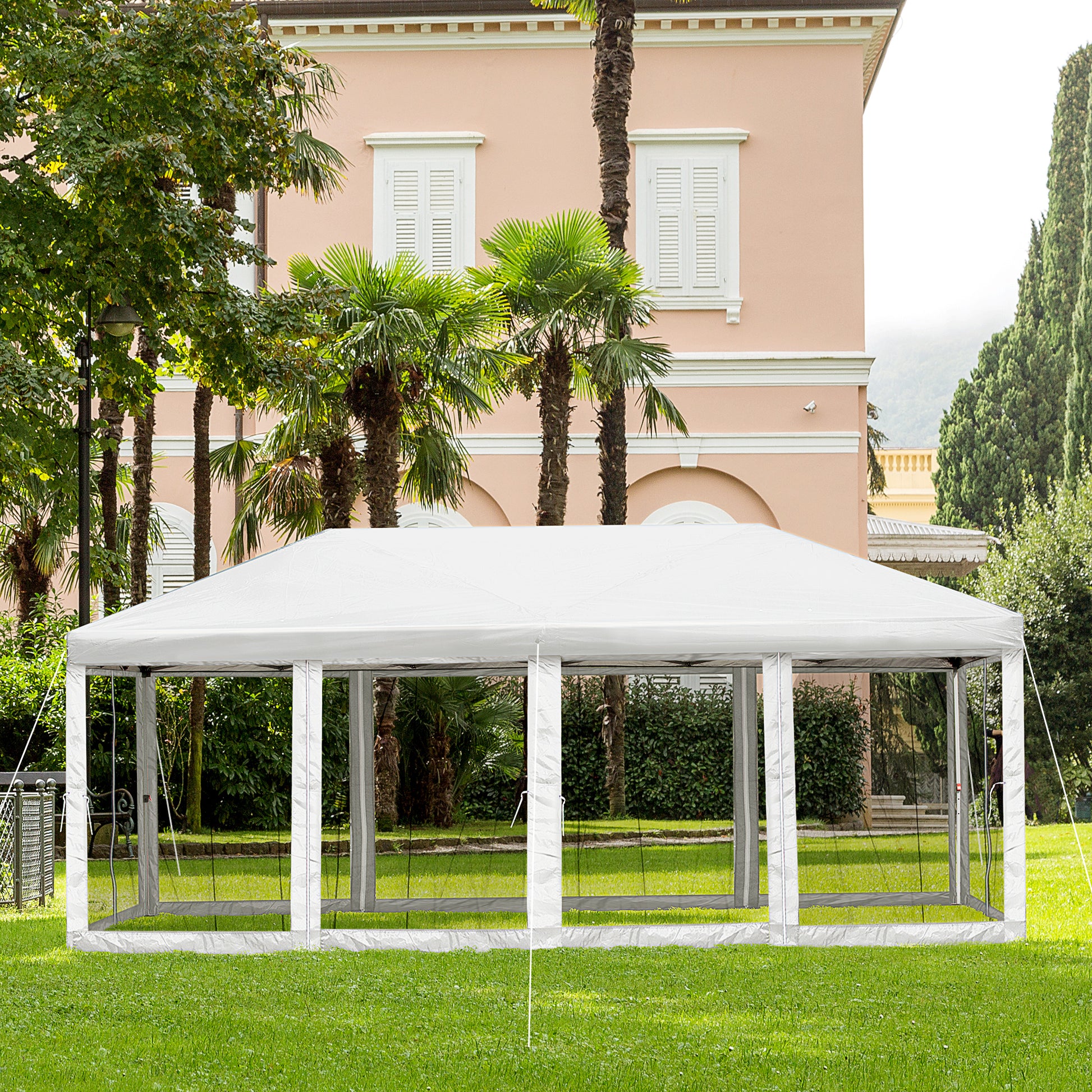 Folding Pavilion Garden Pavillion Pop-Up Pavilion Steel+Oxford+Mesh with Bag Outdoor Cream White 5.9 x 2.95 x 2.5 m