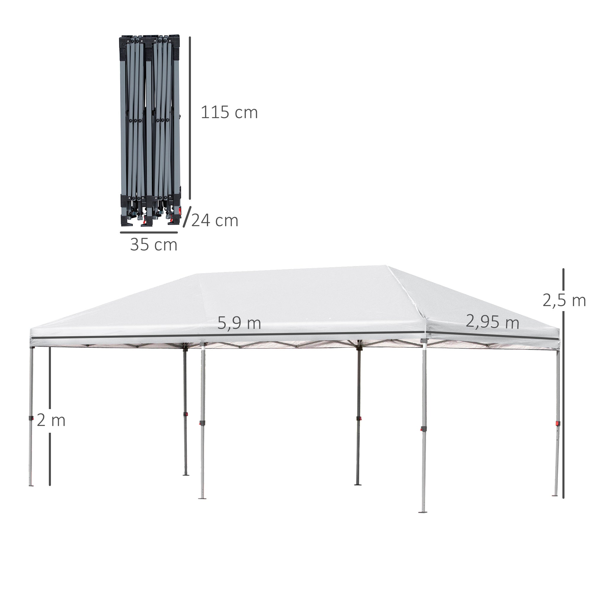 Folding Pavilion Garden Pavillion Pop-Up Pavilion Steel+Oxford+Mesh with Bag Outdoor Cream White 5.9 x 2.95 x 2.5 m