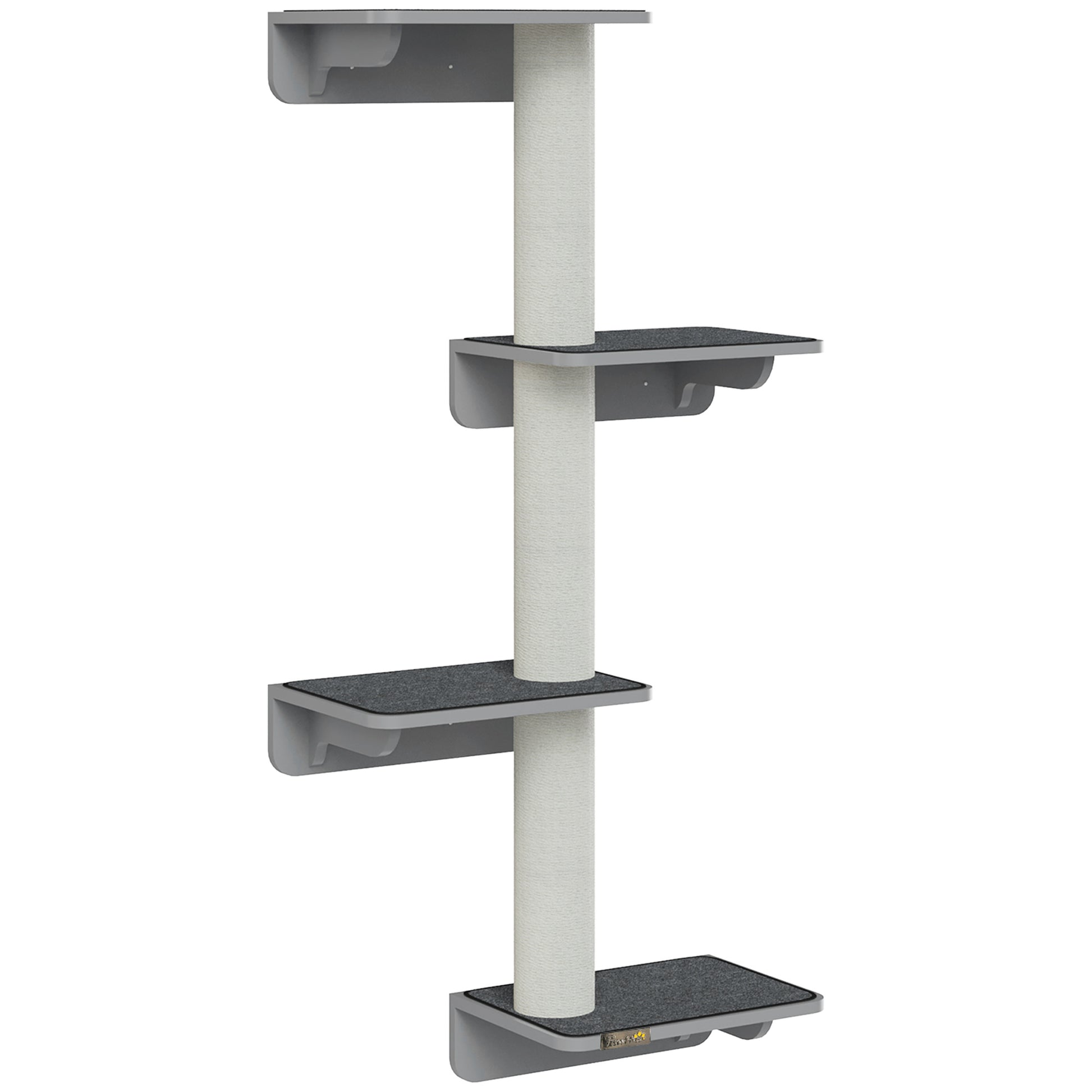 Wall-Mounted Cat Tree Cat Climbing Wall Scratching Post Cat Furniture for Wall Climbing Fun for Cats Wall Mount Wood Light Gray+Beige 66 x 28 x 137 cm