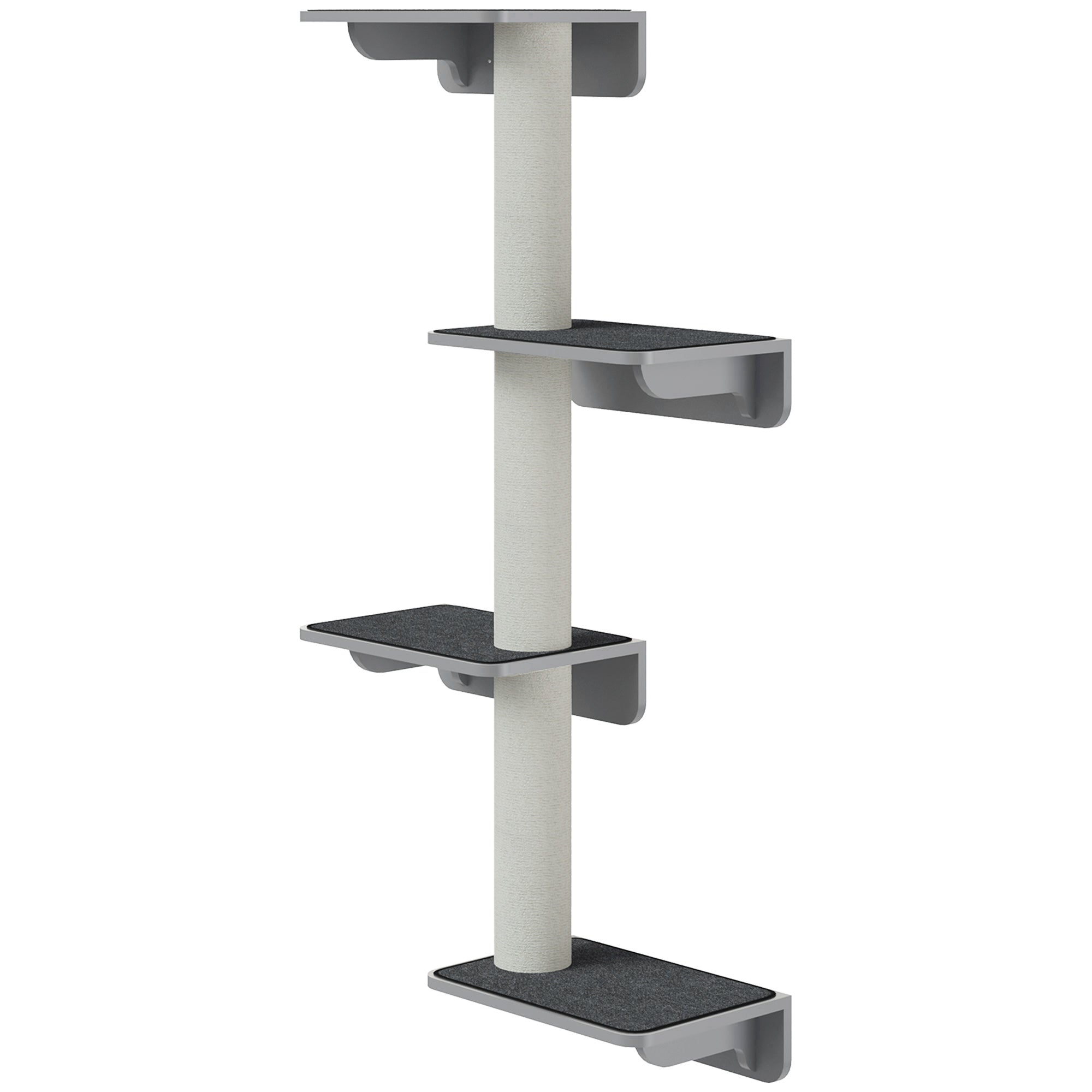 Wall-Mounted Cat Tree Cat Climbing Wall Scratching Post Cat Furniture for Wall Climbing Fun for Cats Wall Mount Wood Light Gray+Beige 66 x 28 x 137 cm