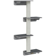 Wall-Mounted Cat Tree Cat Climbing Wall Scratching Post Cat Furniture for Wall Climbing Fun for Cats Wall Mount Wood Light Gray+Beige 66 x 28 x 137 cm
