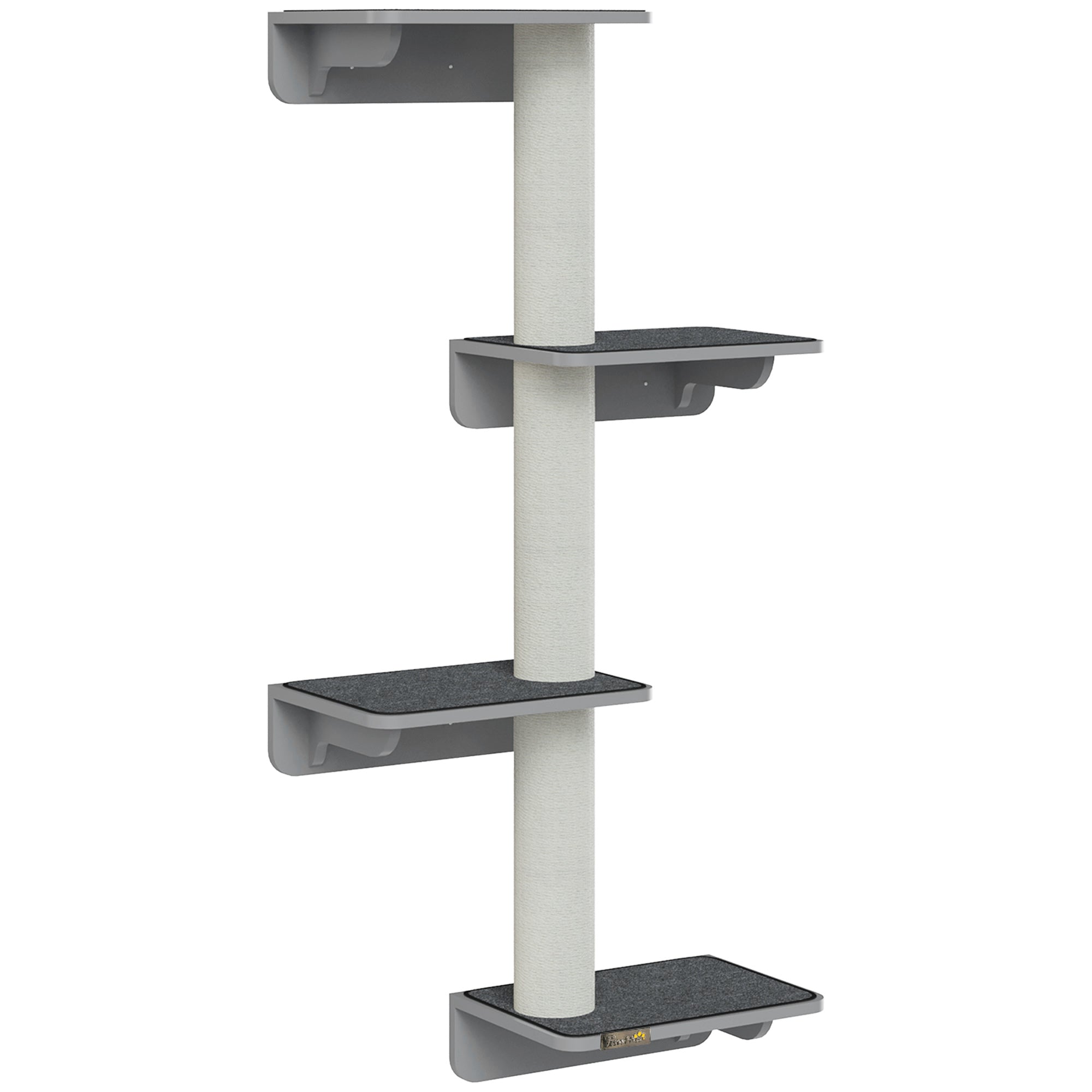 Wall-Mounted Cat Tree Cat Climbing Wall Scratching Post Cat Furniture for Wall Climbing Fun for Cats Wall Mount Wood Light Gray+Beige 66 x 28 x 137 cm