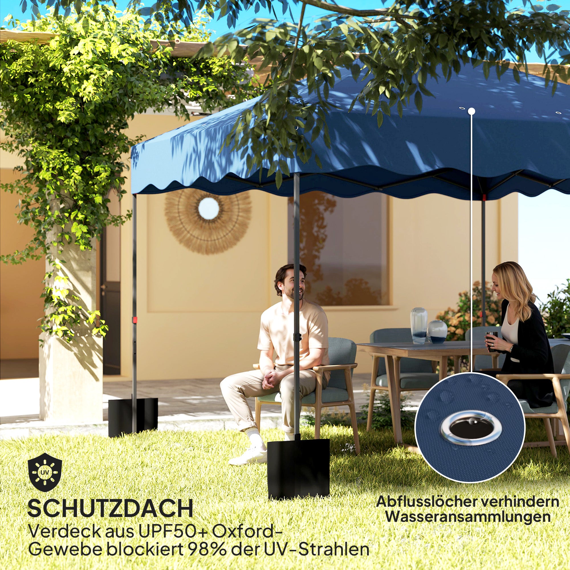 Pavilion approx. 3x3m, water-repellent Stable Winterproof Pop-up Folding Gazebo with UV Protection 50+, Foldable Party Tent Garden Gazebo with Roller Bag, Garden Pavilion for Camping Garden, Dark Blue