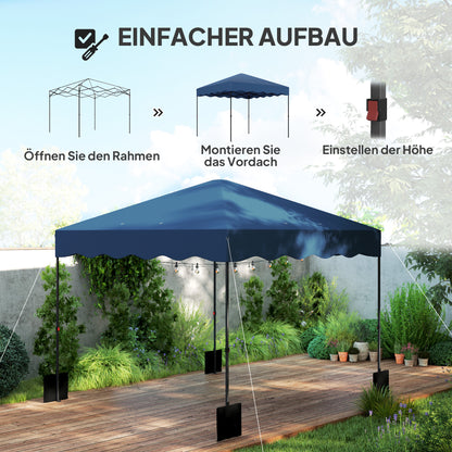 Pavilion approx. 3x3m, water-repellent Stable Winterproof Pop-up Folding Gazebo with UV Protection 50+, Foldable Party Tent Garden Gazebo with Roller Bag, Garden Pavilion for Camping Garden, Dark Blue