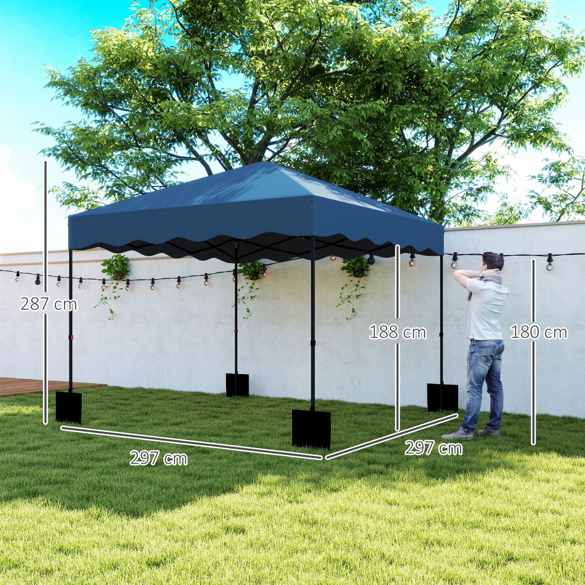 Pavilion approx. 3x3m, water-repellent Stable Winterproof Pop-up Folding Gazebo with UV Protection 50+, Foldable Party Tent Garden Gazebo with Roller Bag, Garden Pavilion for Camping Garden, Dark Blue