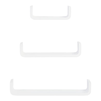 Set of 3 Floating Shelves 60/45/30x15x10 cm Wall Shelves Wood Book Storage Photo Display Decor for Living Room Hallway Bedroom White